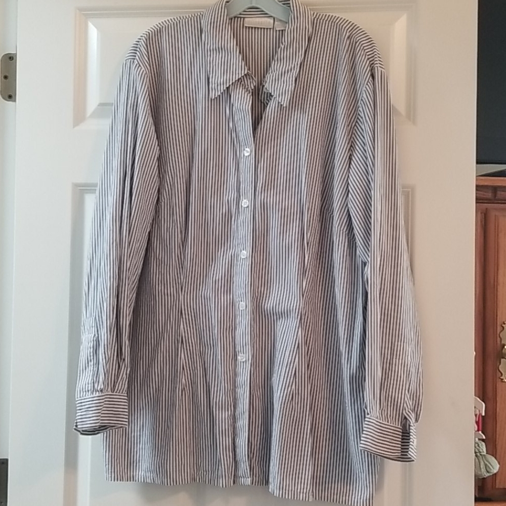 Liz Claiborne blue and white striped button down